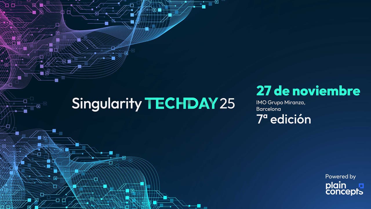 plainconcepts's tweet card. Una vez más, Plain Concepts, consultora líder especializada en inteligencia artificial, datos, cloud y desarrollo de software a medida, pone en marcha el Singularity Tech Day 2025, el evento tecnol...