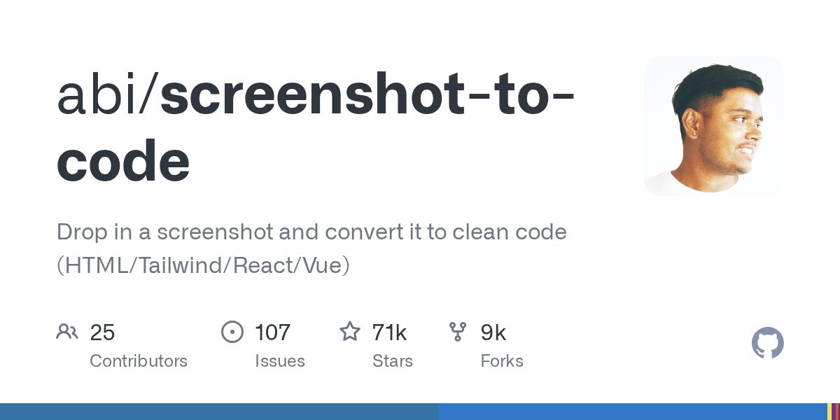 Propositio_ai's tweet card. Drop in a screenshot and convert it to clean code (HTML/Tailwind/React/Vue) - abi/screenshot-to-code