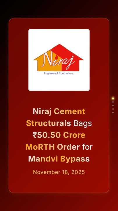 NiftyBn's tweet card. Niraj Cement Structurals Bags ₹50.50 Crore MoRTH Order for Mandvi...