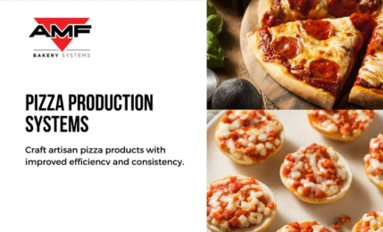 AMFBakerySystem's tweet card. From proofing and baking to cooling and freezing, our best-in-class pizza equipment seamlessly integrates to streamline the production process. Download our slideshare for insights.