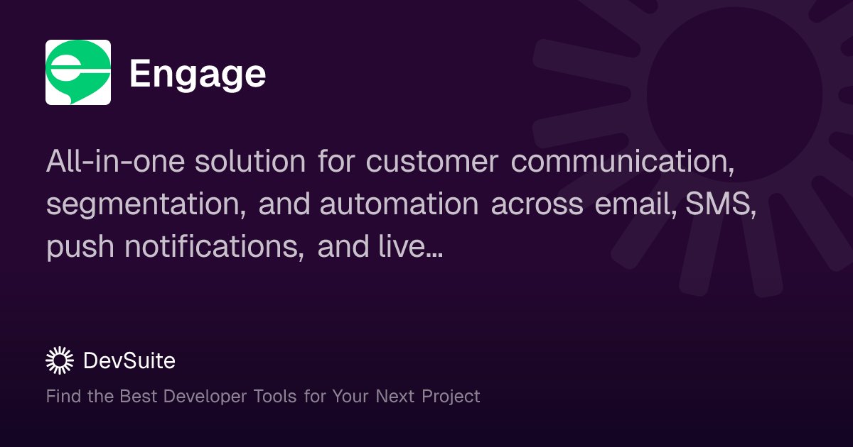 devsuiteco's tweet card. All-in-one solution for customer communication, segmentation, and automation across email, SMS, push notifications, and live chat channels.