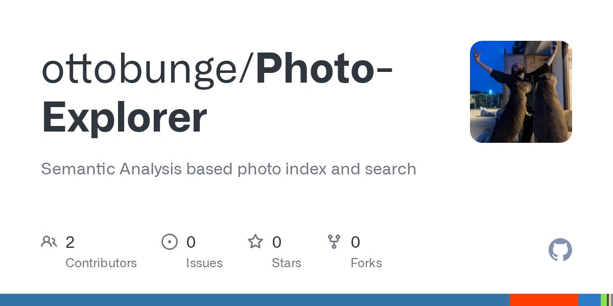 OttoBunge's tweet card. Semantic Analysis based photo index and search. Contribute to ottobunge/Photo-Explorer development by creating an account on GitHub.