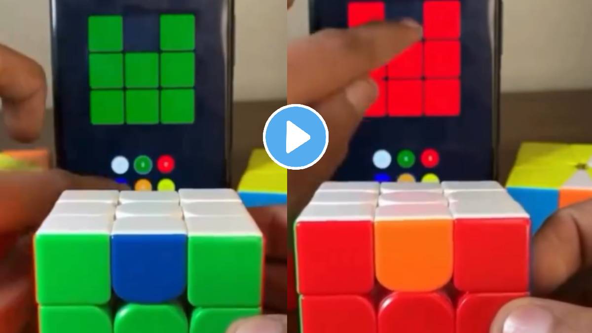 LoksattaLive's tweet card. Rubik Cube puzzle solved in few seconds with the help of a smartphone See great solution from VIDEO