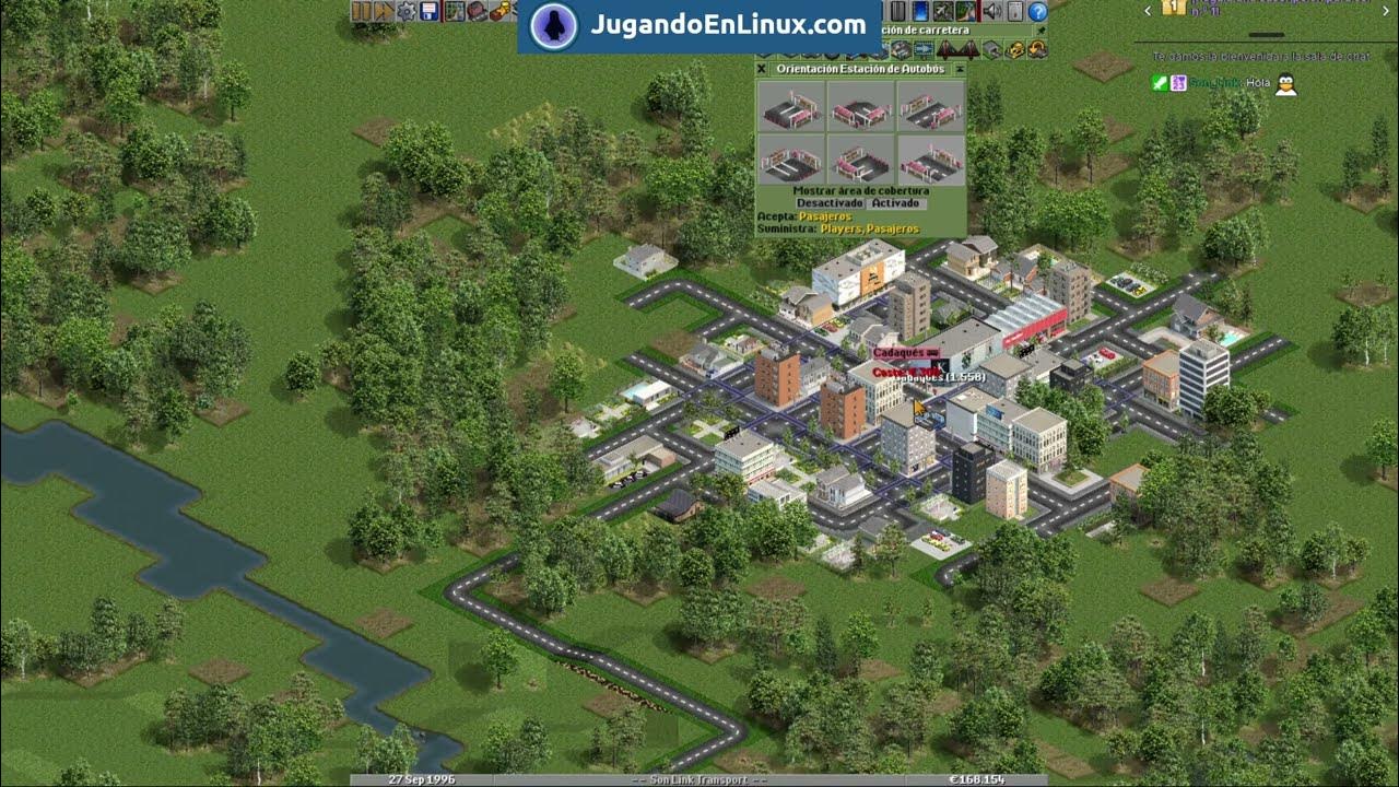 JugandoenLinux's tweet card. Partida multijugador a OpenTTD 14 RC3