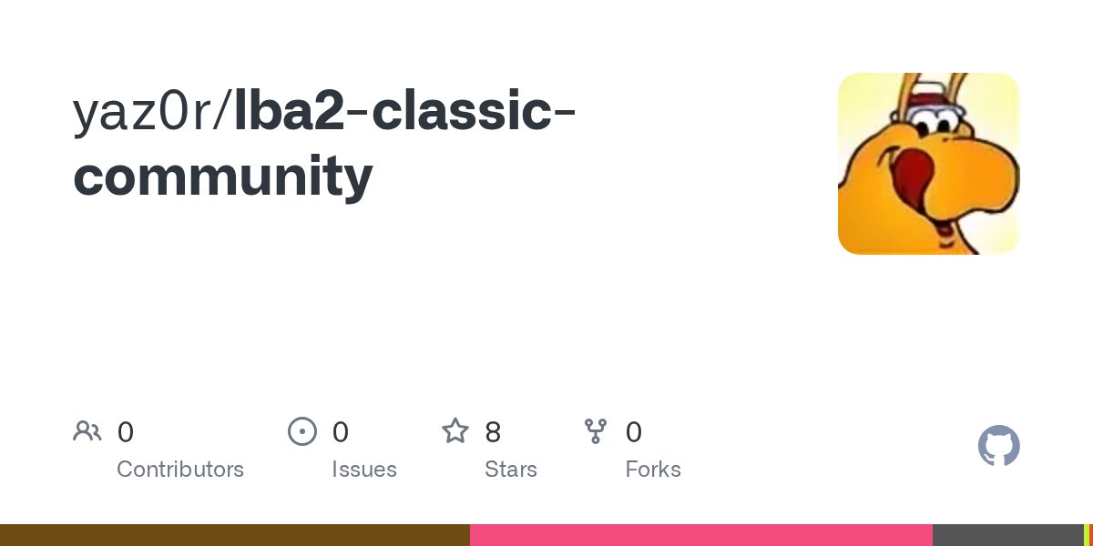 yaz0r's tweet card. Contribute to yaz0r/lba2-classic-community development by creating an account on GitHub.