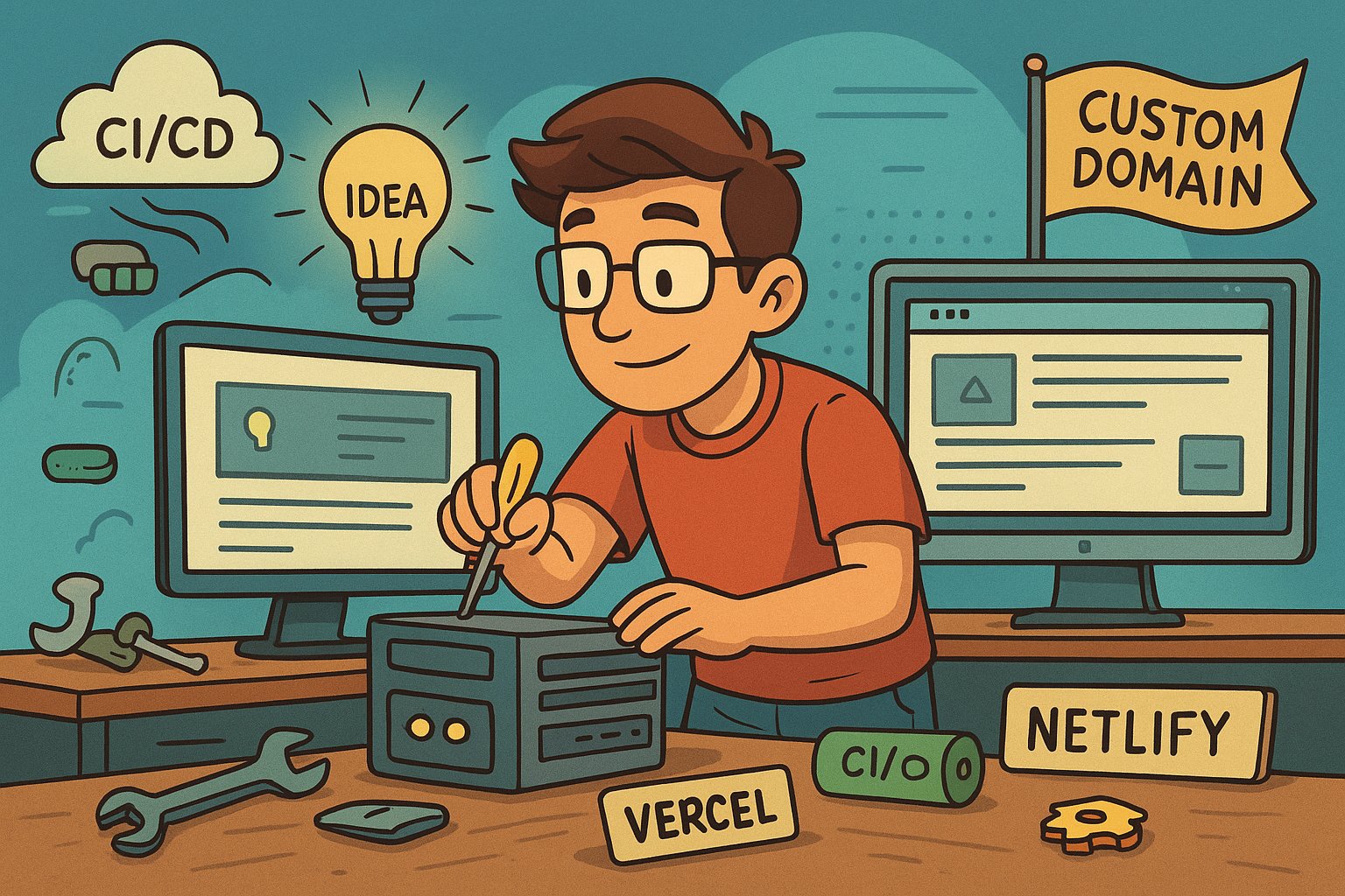 ProgrammierenM's tweet card. Deine Website läuft lokal perfekt, aber wie kommt sie ins Internet? Lerne in diesem Guide, wie du mit Netlify oder Vercel deine erste Website deployst – mit Custom Domain, SSL und automatischem...