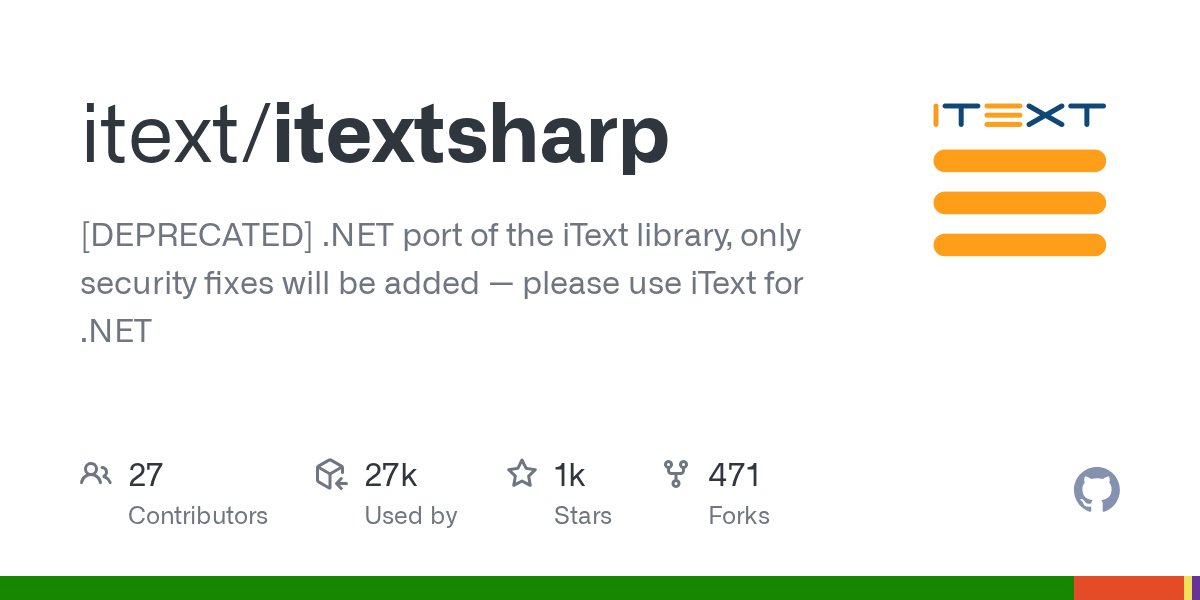 dr_dimaka's tweet card. [DEPRECATED] .NET port of the iText library, only security fixes will be added — please use iText for .NET - itext/itextsharp