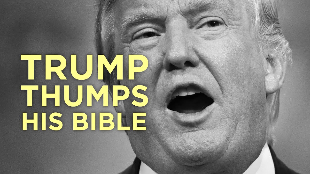 HallofWeen's tweet card. Donald Trump Thumps His Bible