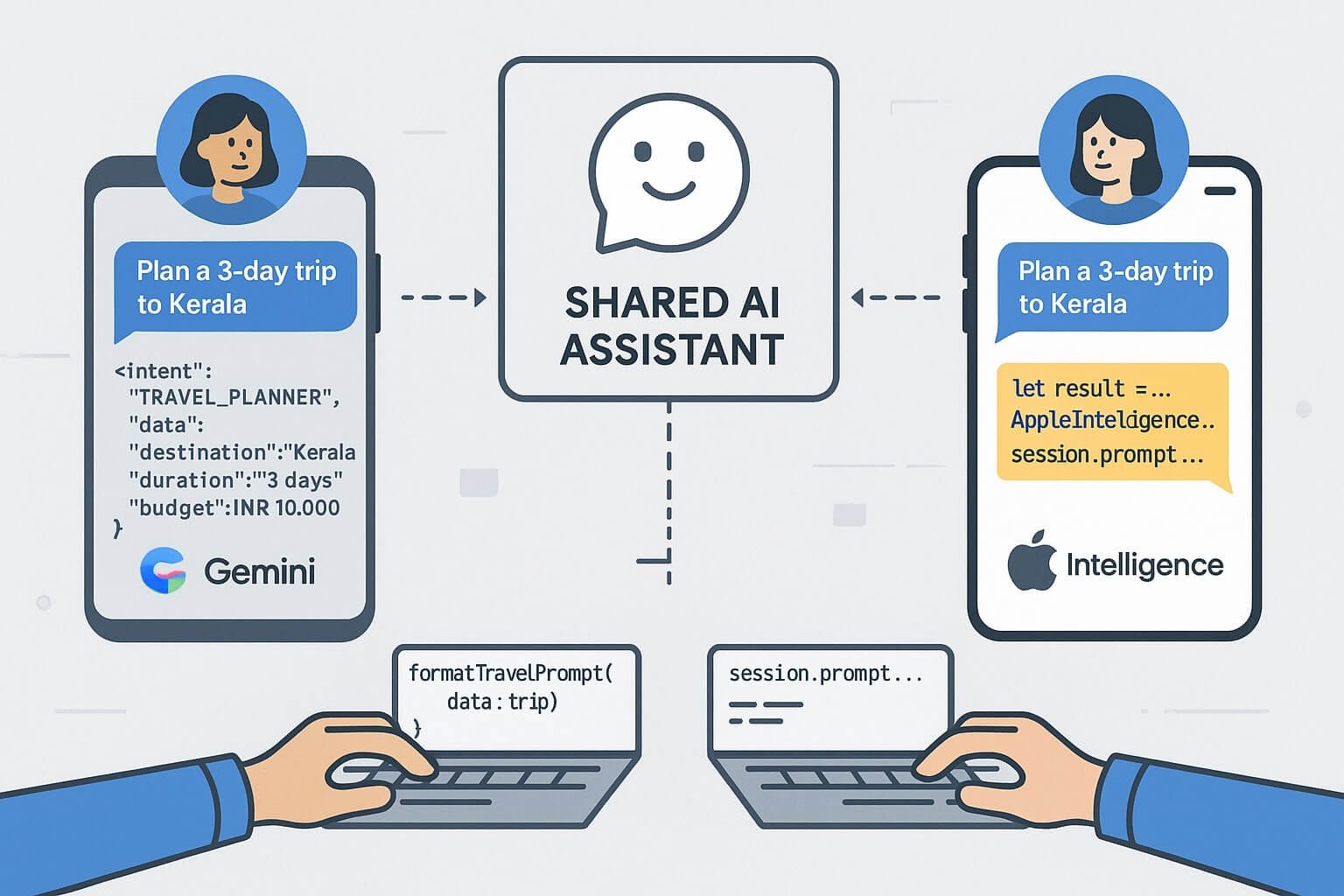 TechsWill's tweet card. Developers are now building intelligent features for both iOS and Android — often using different AI platforms: Gemini AI on Android, and Apple Intelligence on iOS. So how do you build a shared...