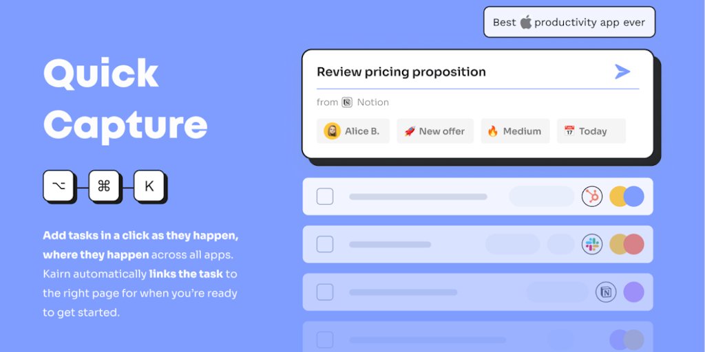 KairnApp's tweet card. Kairn is a new task manager focused on speed