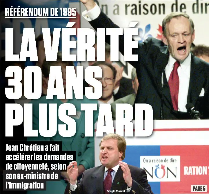MarieRose42's tweet card. OTTAWA | Dans l’année pré­cé­dant le réfé­ren­dum sur la sou­ve­rai­neté du Qué­bec de 1995, Jean Chré­tien a donné l’ins­truc­tion à son ministre de l’Immi­gra­tion d’accé­lé­rer le trai­te­ment des...