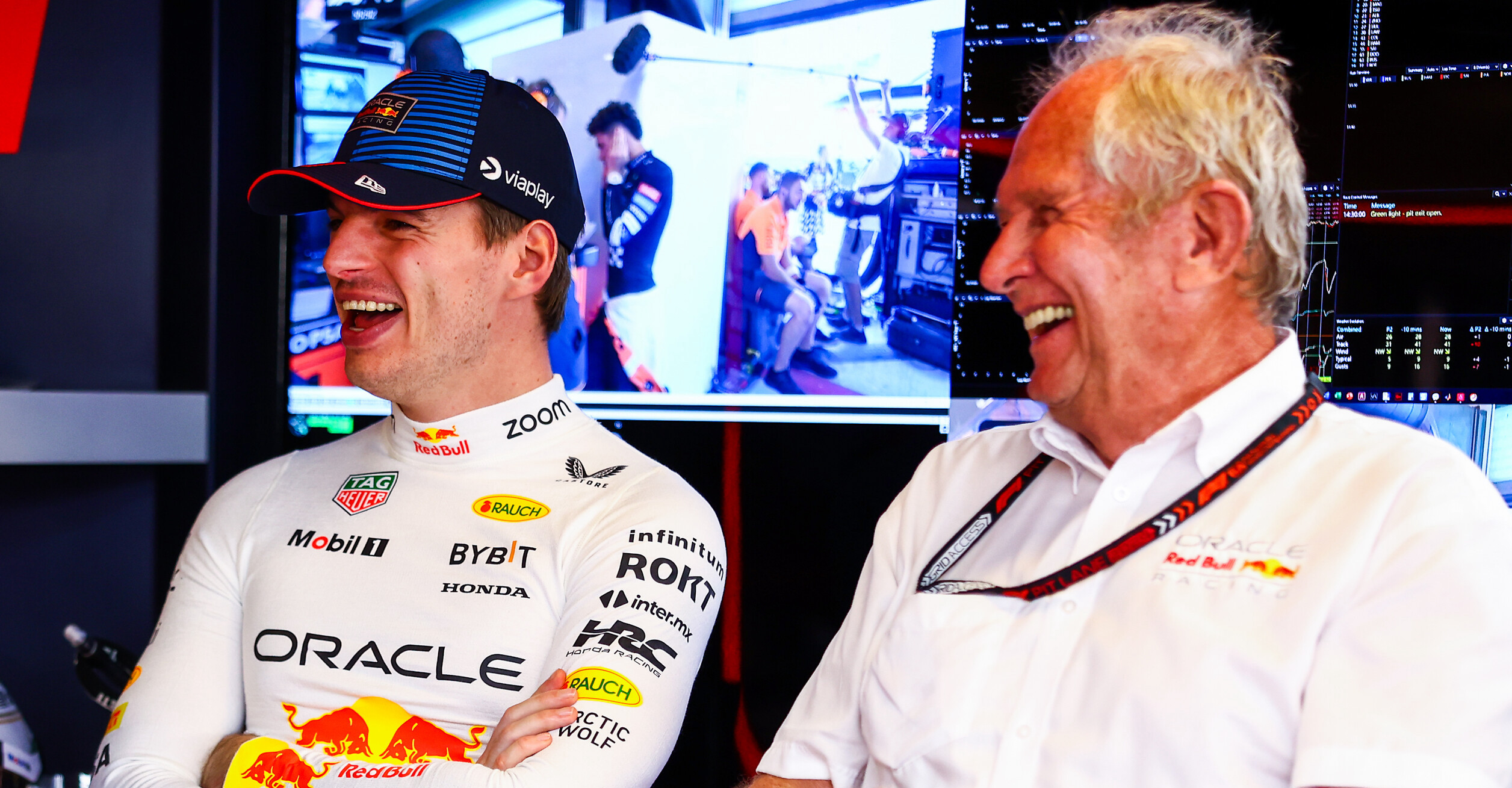 Formule1's tweet card. Helmut Marko heeft zich kostelijk vermaakt met de boordradio-berichten van McLaren tijdens de GP van Las Vegas.