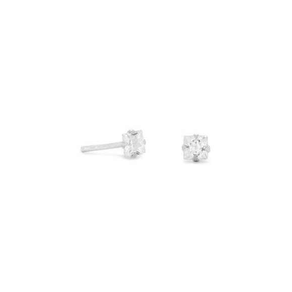 wilkimpcs's tweet card. 3mm clear CZ square stud earrings. These earrings are nickel free. .925 Sterling Silver