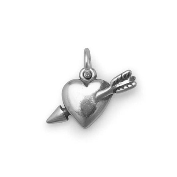 wilkimpcs's tweet card. Heart with Arrow Charm Charm measures 10x15mm. .925 Sterling Silver