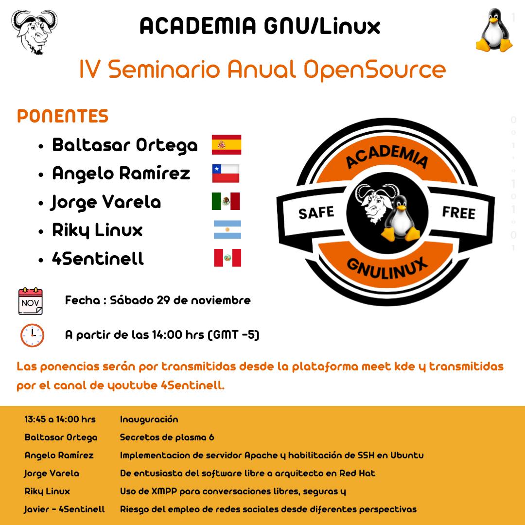 Gnuxero_ar's tweet card. Amigues el sábado 29 de noviembre 18.30hs UTC -3 estaré participando en este evento, junto a notables del Software Libre