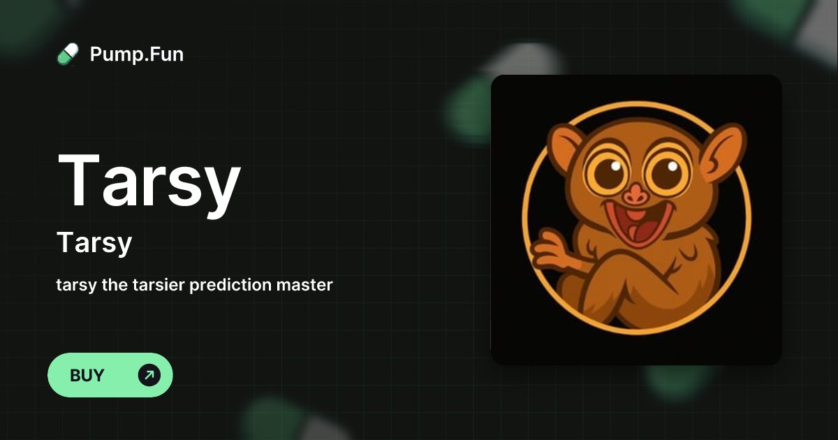 tarsydotfun's tweet card. tarsy the tarsier prediction master