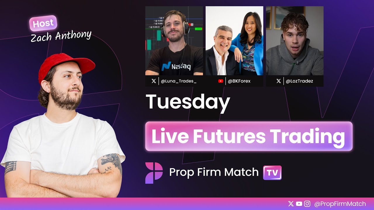 Fxflow's tweet card. LIVE Futures Trading | New York Open with Zach & BK Forex | Prop Firm...