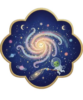 TheSkillnode's tweet card. Our Milky Way isn’t alone in space . It has neighbours! One big, bright galaxy called Andromeda lives nearby, and dozens of tiny, quiet galaxies orbit around