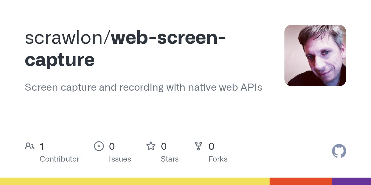 Scrawlon's tweet card. Screen capture and recording with native web APIs. Contribute to scrawlon/web-screen-capture development by creating an account on GitHub.