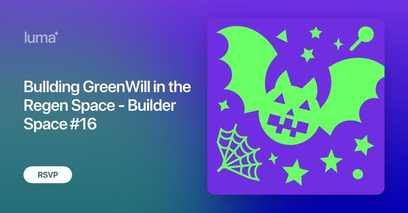 greenpilldevs's tweet card. This month’s Builder Space lands on Halloween, the perfect night to explore the magic (and pitfalls) of goodwill as a public good. We’ll unpack three emerging…