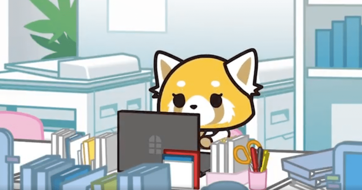 nextspacesf's tweet card. Sanrio’s new character has an office job, drinks beer, and likes heavy metal