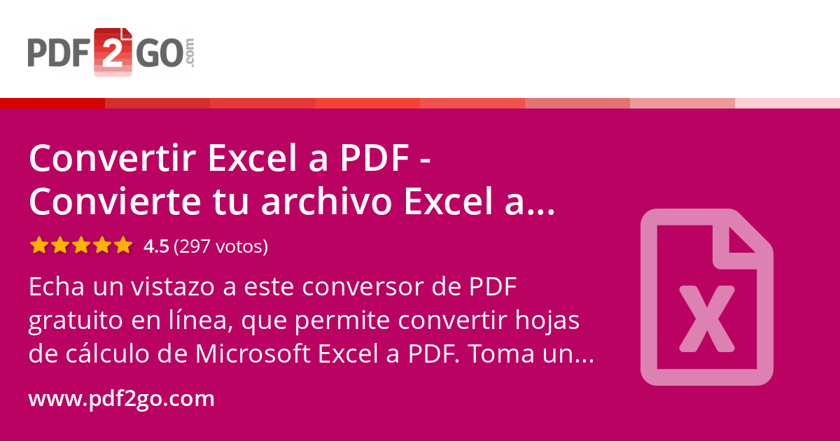 RosalesBlandino's tweet card. Echa un vistazo a este conversor de PDF gratuito en línea, que permite convertir hojas de cálculo de Microsoft Excel a PDF. Toma un archivo de Excel XLS o XLSX y conviértelo a PDF.