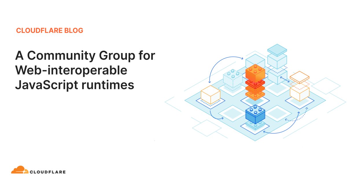 Cloudflare's tweet card. Cloudflare is excited to be a part of the launch of the Web-interoperable Runtimes Community Group, a new effort that brings contributors from Cloudflare Workers, Deno, and Node.js together to...