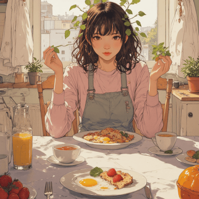 GenerationUI's tweet card. 【貴方と過ごす幸せテーブル】 朝の光が、そっとテーブルの上に降りてくる。 窓の外では街がゆっくりと目を覚まし、 部屋の中ではハーブの香りが静かに広がっていた。 向かいに座る貴方は、まだ少し眠たげなまま、 けれどどこか嬉しそうに、小さな皿をこちらに差し出す。 「これ、君の好きな焼きたてのパン。今日のは少し上手くできた気がする」 その言葉に、胸の奥がじんわりと熱くなる。 特別な場所じゃなくても、...