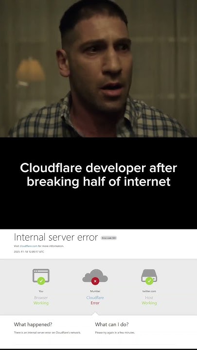 CodeB63309's tweet card. Cloudflare dev after breaking half of internet | cloudflare down...