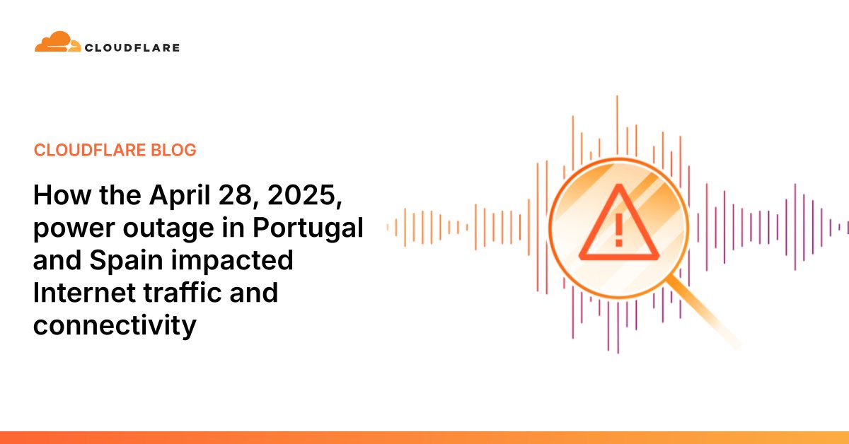 Cloudflare's tweet card. A massive power outage struck significant portions of Portugal and Spain at 10:34 UTC on April 28, disrupting everyday activities and services. The power outage also caused Internet outages across...