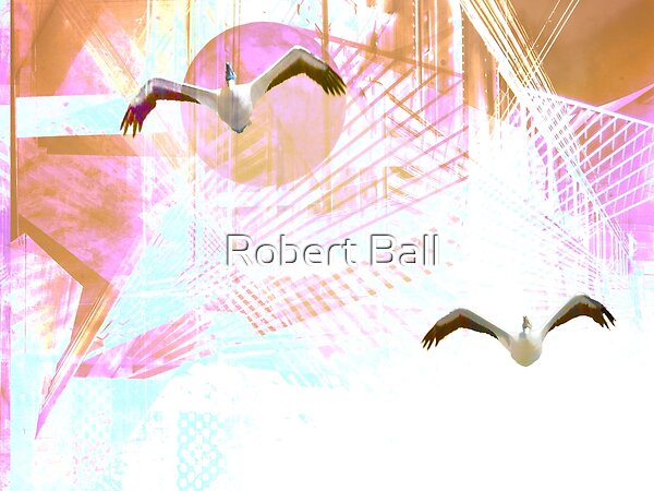 robjoeball's tweet card. Two pelicans look like they are fleeing the big city.