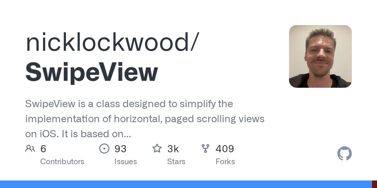 iOS_AK's tweet card. SwipeView is a class designed to simplify the implementation of horizontal, paged scrolling views on iOS. It is based on a UIScrollView, but adds convenient functionality such as a UITableView-styl...