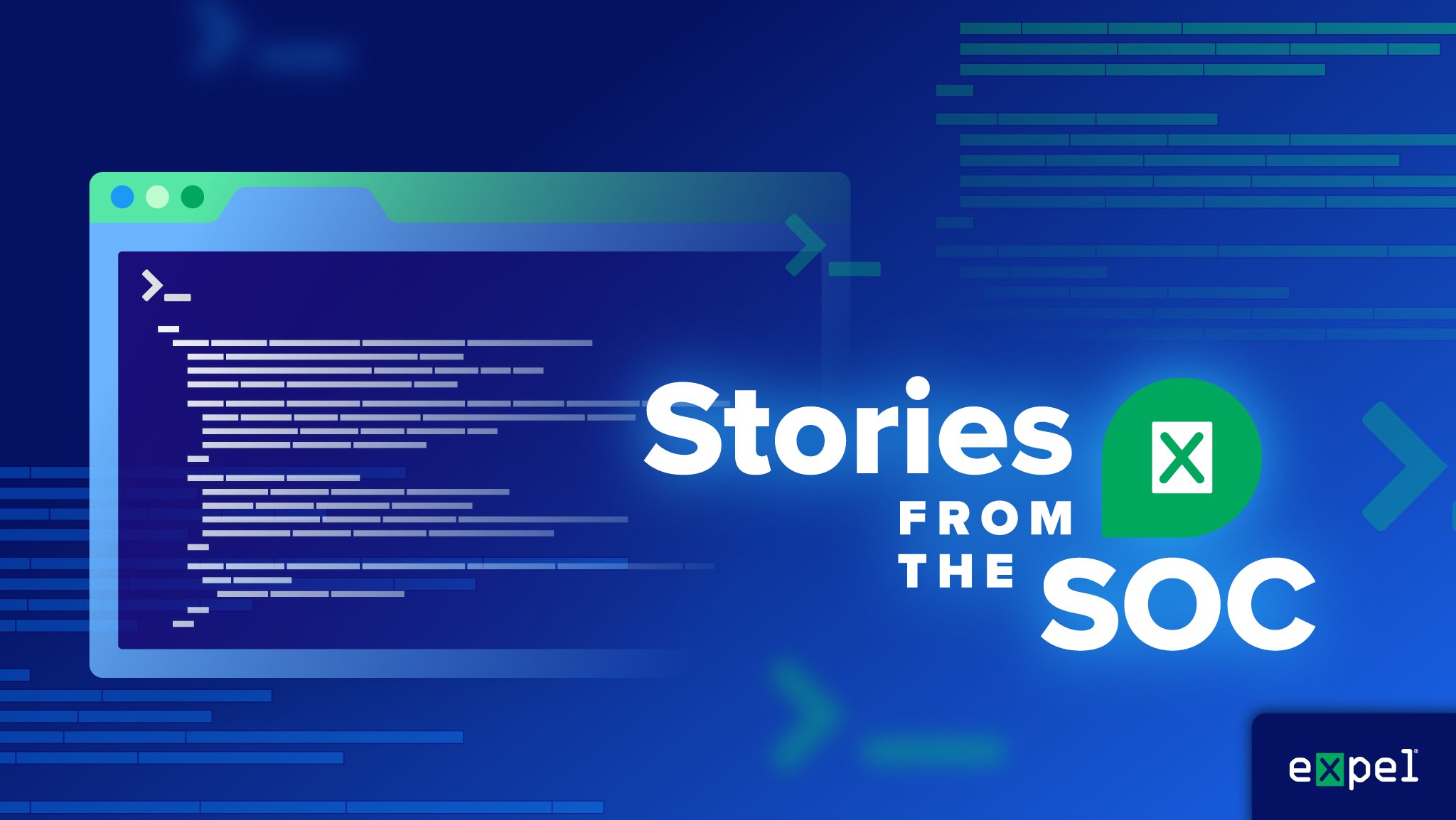 ExpelSecurity's tweet card. A PowerShell alert revealed an attack chain using a download cradle and in-memory execution to install proxyware on a compromised system.