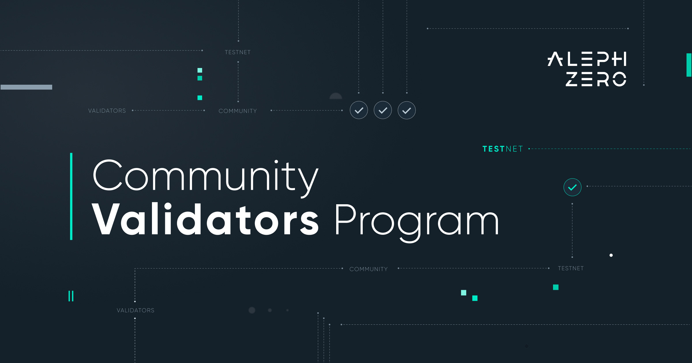 Aleph__Zero's tweet card. The Community Validator program on the Aleph Zero Testnet is now open to all as we continue to decentralize the network.