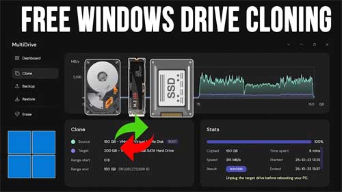 OnlineCompTips's tweet card. If you want to clone your Windows drive to a new, larger or faster drive, then you can easily do so using the free MultiDrive cloning tool.