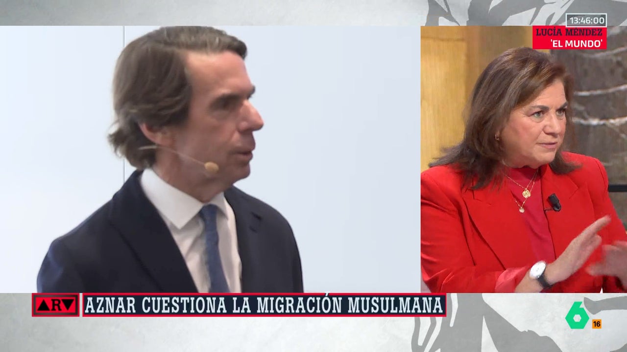 DebatAlRojoVivo's tweet card. La periodista Lucía Méndez analiza las criticadas palabras del expresidente del Gobierno arremetiendo, José María Aznar, contra la migración musulmana. En el vídeo, los detalles.