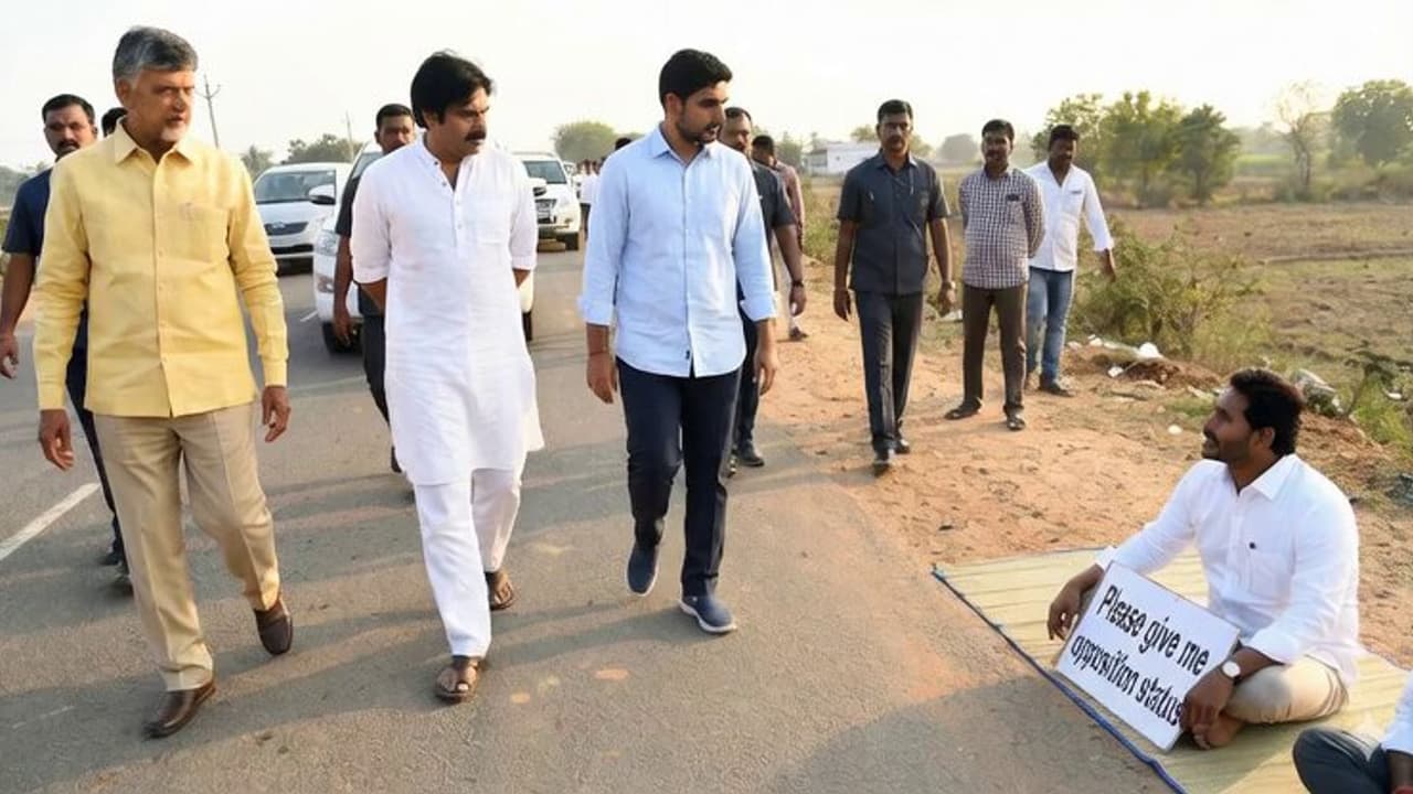 AsianetNewsTM's tweet card. ஜெகன் மோகன் ரெட்டி, முதல்வர் சந்திரபாபு நாயுடுவிடம் எதிர்க்கட்சி அந்தஸ்து கோரி கெஞ்சுவது போன்ற ஒரு போலியான AI வீடியோ சமூக வலைதளங்களில் பரவியது. அமைச்சர் நாரா லோகேஷ் கண்டனம் தெரிவித்து, கண்ணியமான...