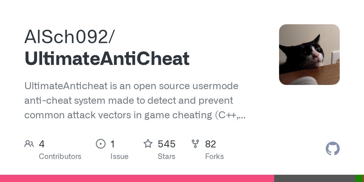 frantz_willian's tweet card. UltimateAnticheat is an open source usermode anti-cheat system made to detect and prevent common attack vectors in game cheating (C++, Windows) - AlSch092/UltimateAntiCheat