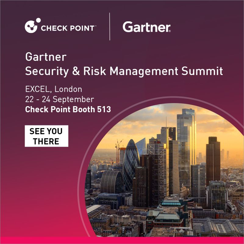 michael_gazzano's tweet card. Planning to attend the upcoming Gartner Security & Risk Management Summit 2025, 22 - 24 September in London? 📍 Stop by the Check Point booth #513 and see first-hand how we stop more threats by...