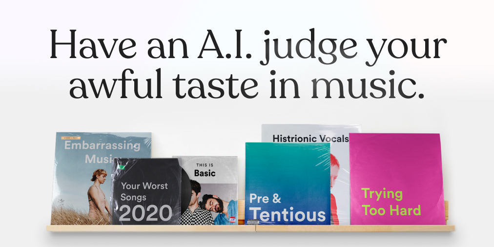 mikelacher's tweet card. Our sophisticated A.I. judges your awful taste in music.