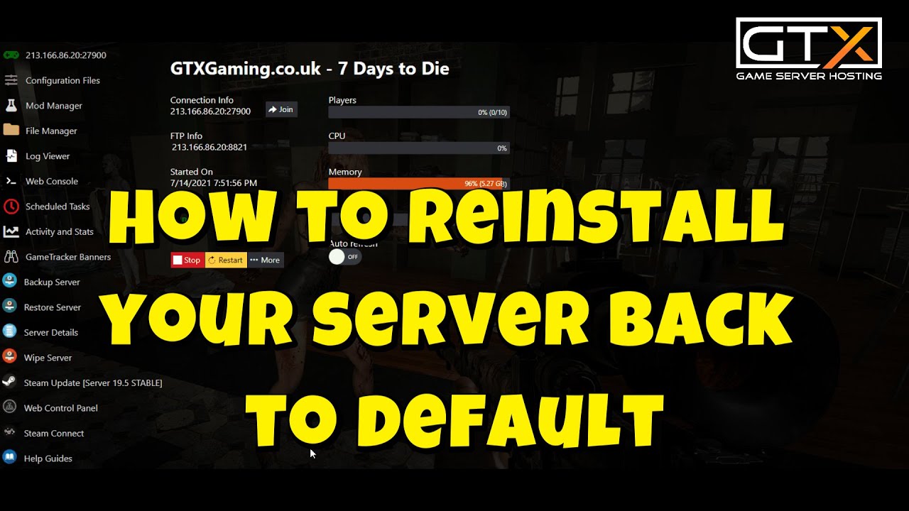 GTXGAMING's tweet card. How to reinstall your GTXGaming server back to default