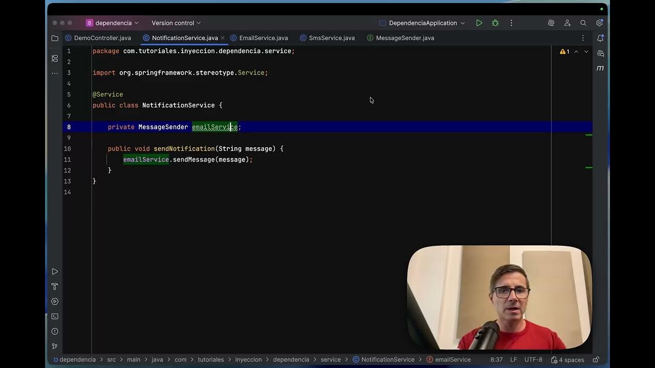 DevTalles's tweet card. Inyección de dependencia en Spring boot