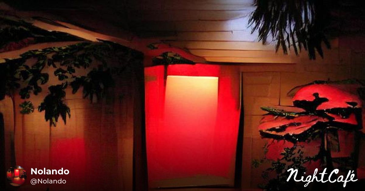 GoForNolan's tweet card. Creation: "Dimly lit red Japanese garden room" by Nolando