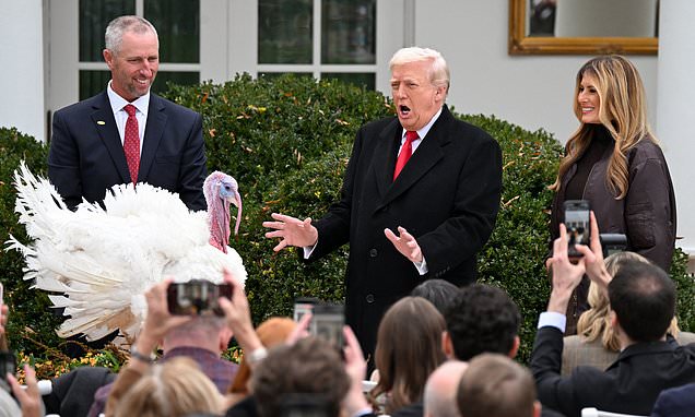 TruthHunters's tweet card. Donald Trump has pardoned two Thanksgiving turkeys, Gobble and Waddle, in the 160-year tradition of presidents.