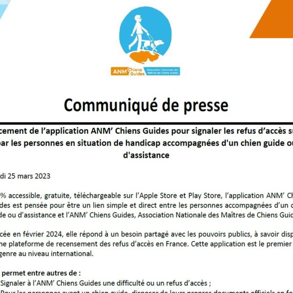 ChienGuide's tweet card. Communiqué de presse de mars 2024 de l’ANM’ Chiens Guides
