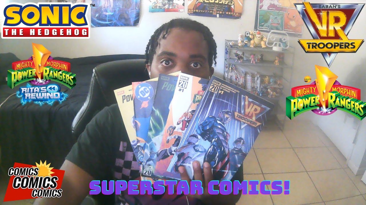 Dragon121Red's tweet card. Superstar Comics: Power Rangers, VR Troopers, and Sonic & DC crosso...