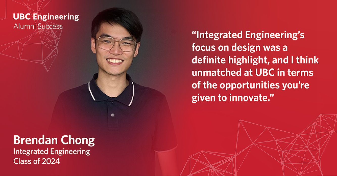 ubcengineering's tweet card. Brendan's experience across the different co-op terms and the path of his engineering journey. "Design teams are a great way to start doing actual engineering work. Engineering is all about applying...