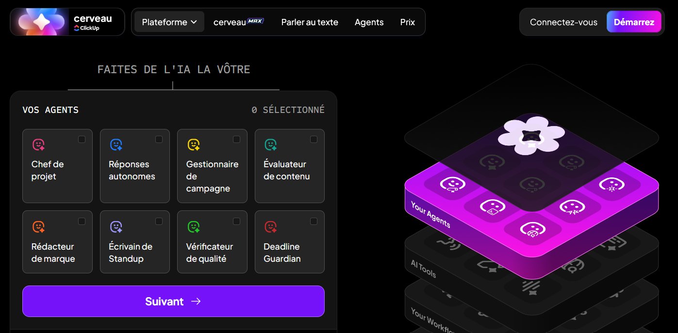 Comparateuria's tweet card. ClickUp AI transforme votre gestion de projet : résumé automatique, génération de contenu, agents IA personnalisables et automatisation avancée. Découvrez avis, prix et outils intégrés.
