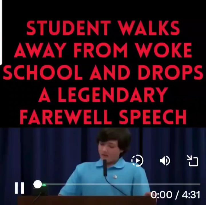 sampatt_shetty's tweet card. SPEECH OF A FUTURE LEADER WOW! This Child EXPOSED the School for their Woke Ideologies. He is a freaking hero. STUDENTS ARE WAKING UP.