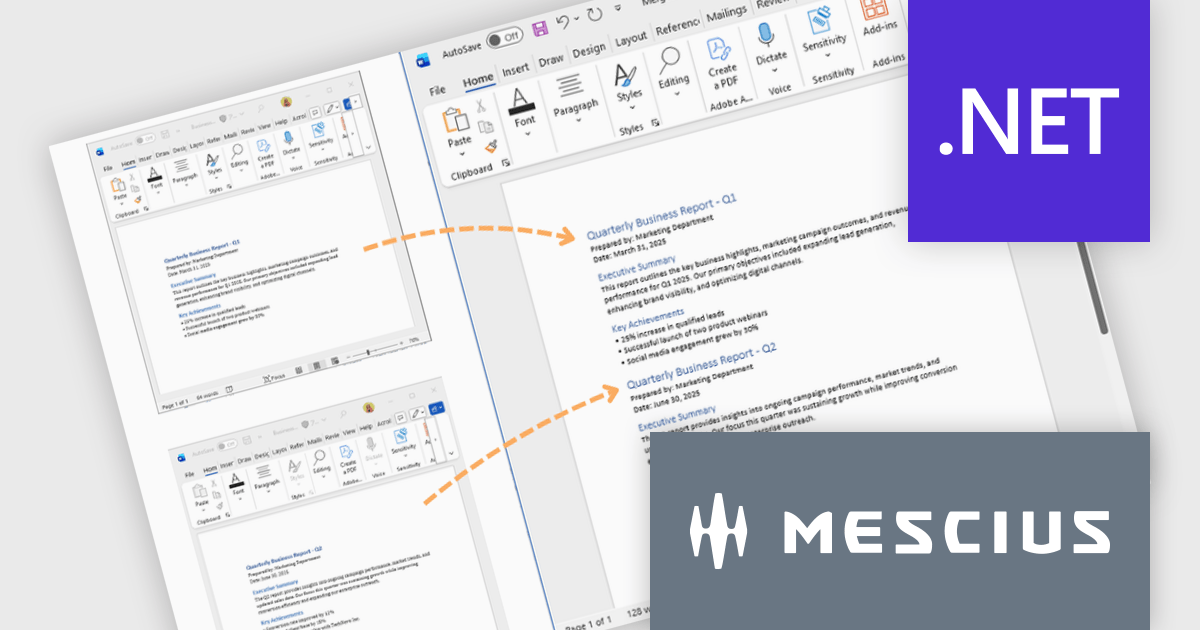 ComponentSource's tweet card. Document Solutions for Word streamlines code-based DOCX merging and splitting in .NET, preserving formatting and boosting productivity.